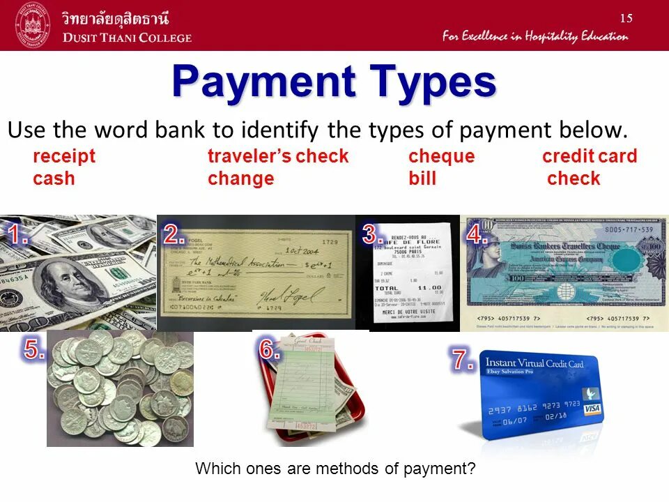 Payment other. Payment Type. Which are the credit payment methods. Payment method Types. Means of payment.