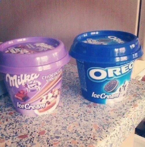 Милка мороженое Орео. Мороженое в ведре. Мороженое в банке.