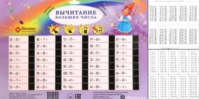 таблица вычитания до 20