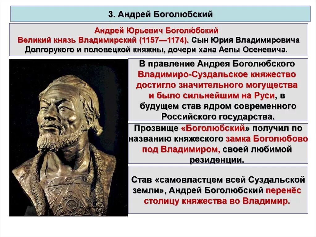 Правление Андрея Боголюбского. Памятные даты андрею боголюбскому