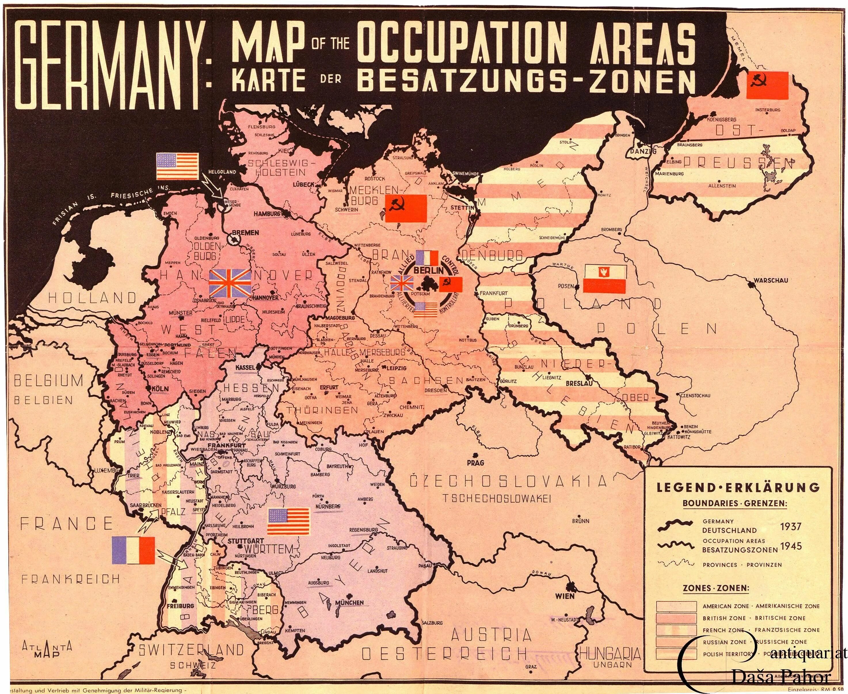 Мировые захваты германии. Оккупационные зоны Германии после второй мировой. Раздел Германии 1945 год карта. Карта оккупационных зон Германии после второй мировой войны. Раздел территорий Германии 1945.