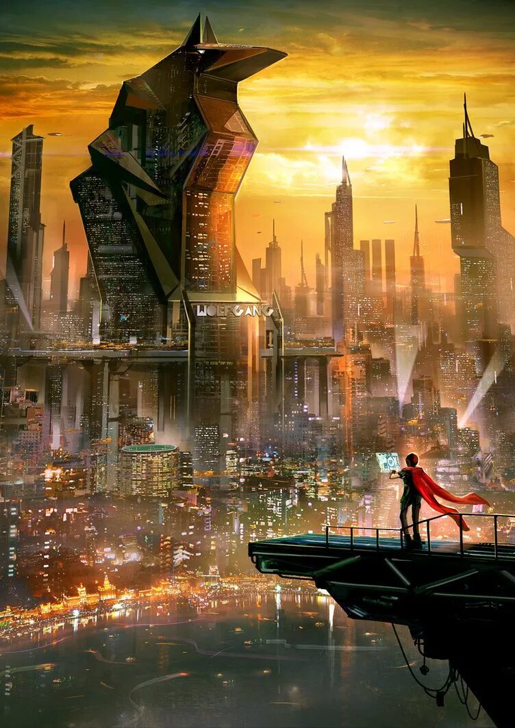 Future town. Fantasy Cyberpunk город. Фантастический город. Город будущего. Футуристический пейзаж.