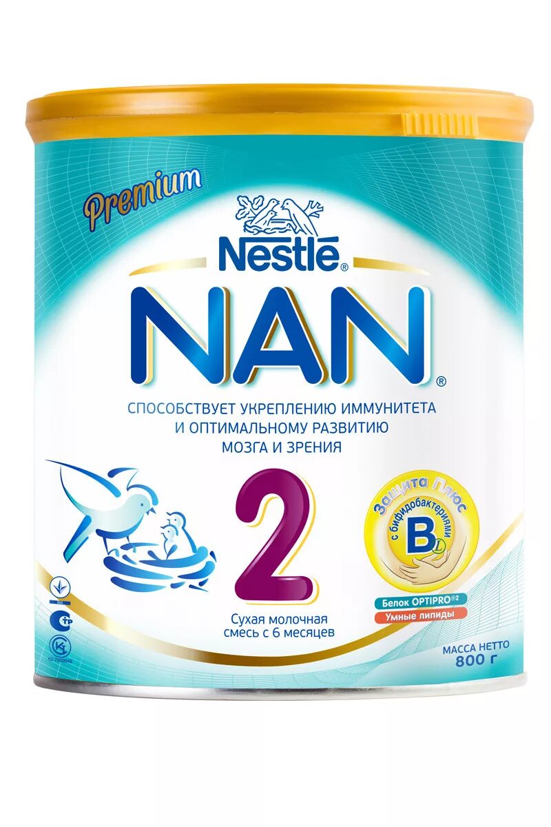 Смесь молочная Nestle nan (Нестле нан) 1 800г. Nan Optipro 1 800. Смесь нан 2 800гр. Nan 2 Optipro смесь сухая д/детей с 6 мес 800,0.