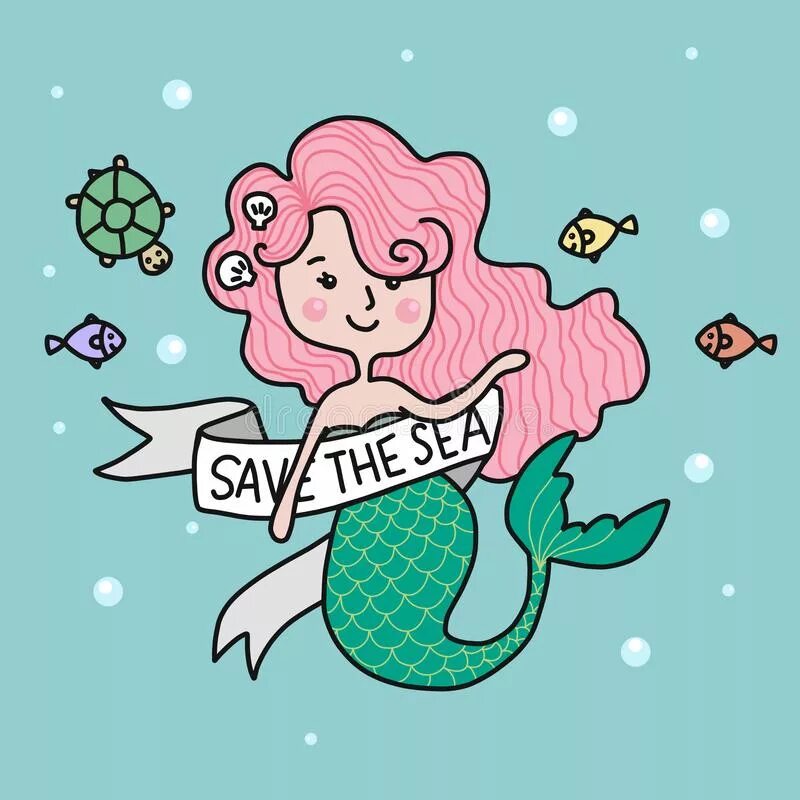 Богиня моря вектор. Save the Mermaid. Русалка с волосами и моряк карикатуры.