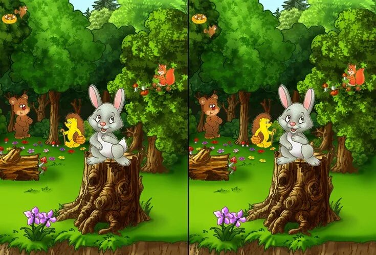 Найди отличия заяц. Сюжетная картина зайцы. Найди отличия лес. Найди 5 отличий. Игра найдем зайку
