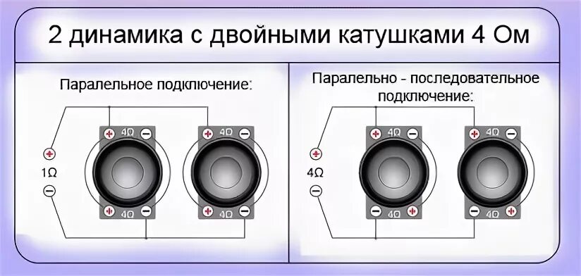 Параллельное подключение динамиков 4 ом. Параллельное соединение динамиков 4 Ома. Коммутация 4 динамиков в 2 Ома. Коммутация 8 пар динамиков по 4 Ома.