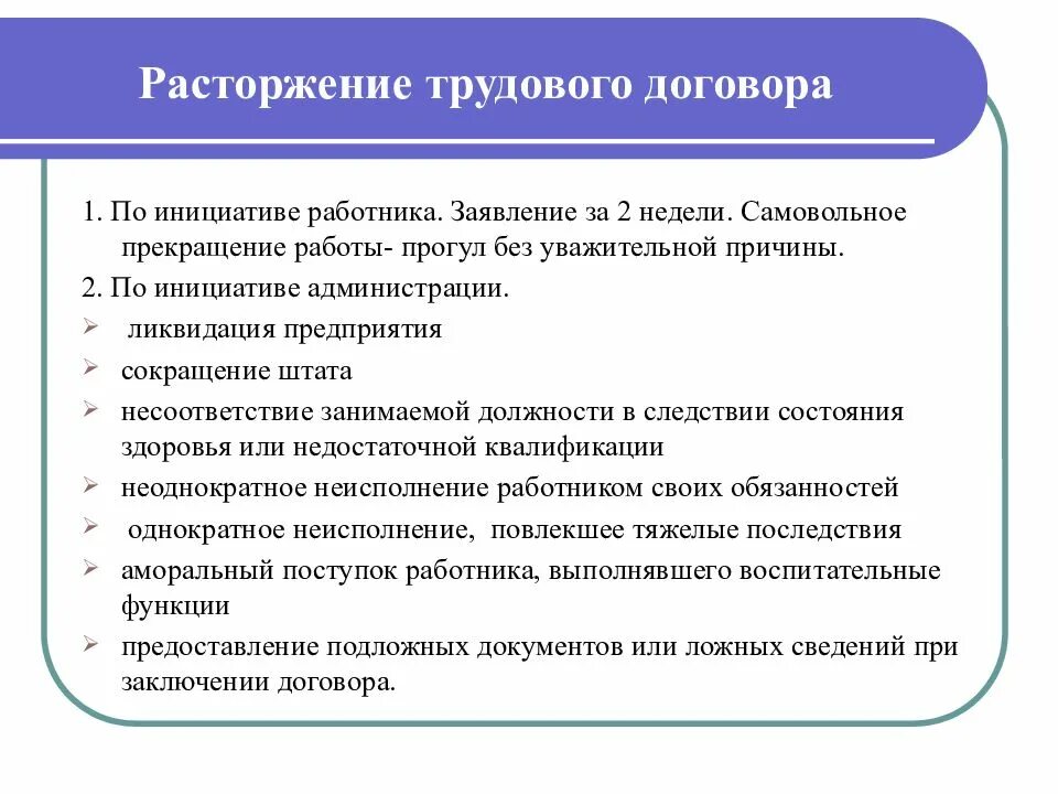 Порядок прекращения трудового договора. Условия расторжения трудового договора ЕГЭ. Расьрржентеттрудового договора. Прекращение друтовоготдогвора. Подготовка работников егэ