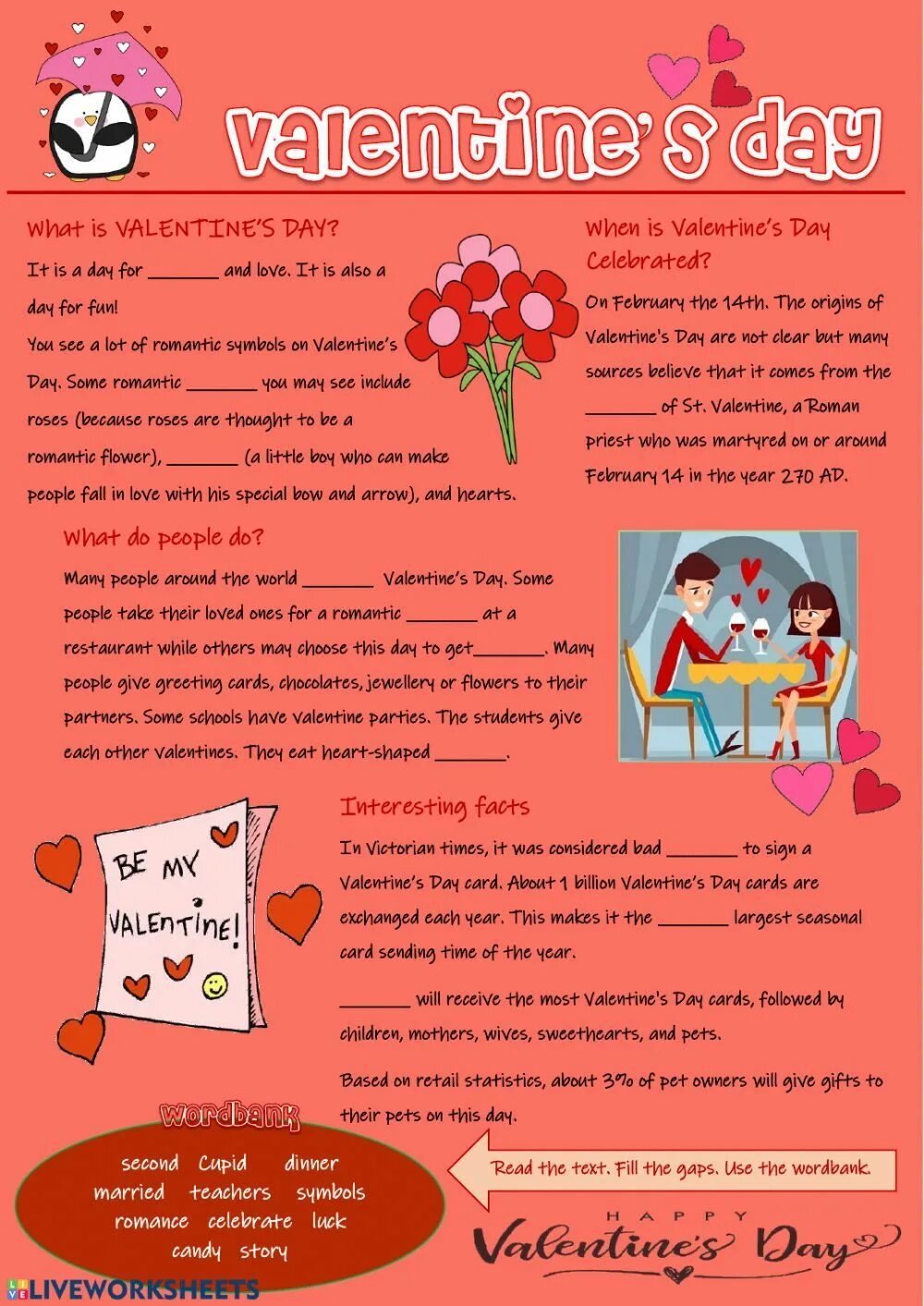Valentine`s Day Worksheets. Valentine s day reading