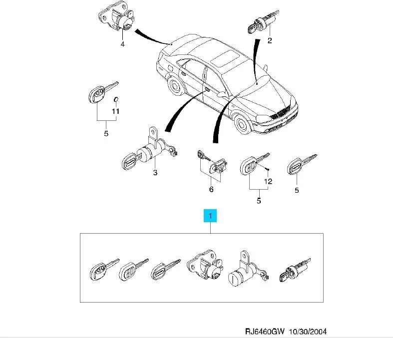 Комплект личинок для Chevrolet Lacetti (Шевроле Лачетти) GM 96419791. - Chevrole