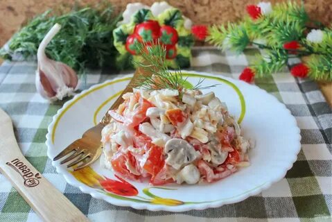 Салат курица грибы сыр помидоры рецепт