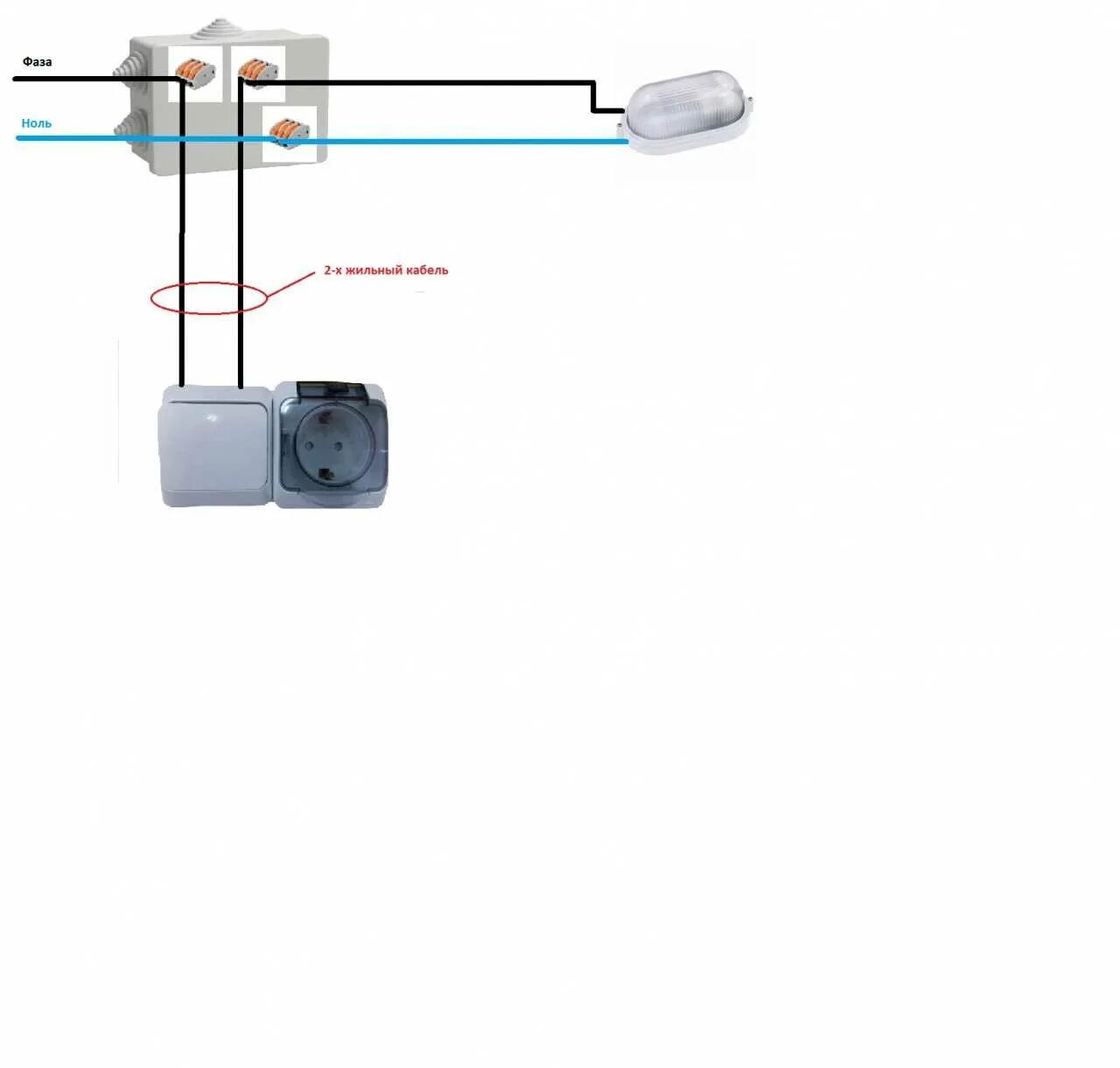 Выключатель через коробку подключить. Как через выключатель подключить розетку схема подключения. Как подключить провод от выключателя к розетке. Как подключить розетку через выключатель схема. Подключить розетку и выключатель от 1 провода.
