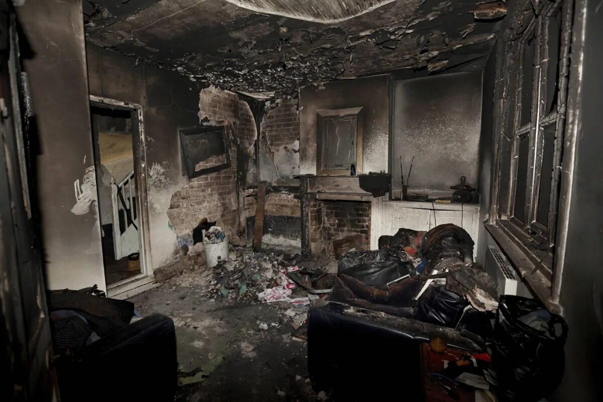 Имущество после пожара. Квартира после пожара. Комната после пожара. Здание после пожара.