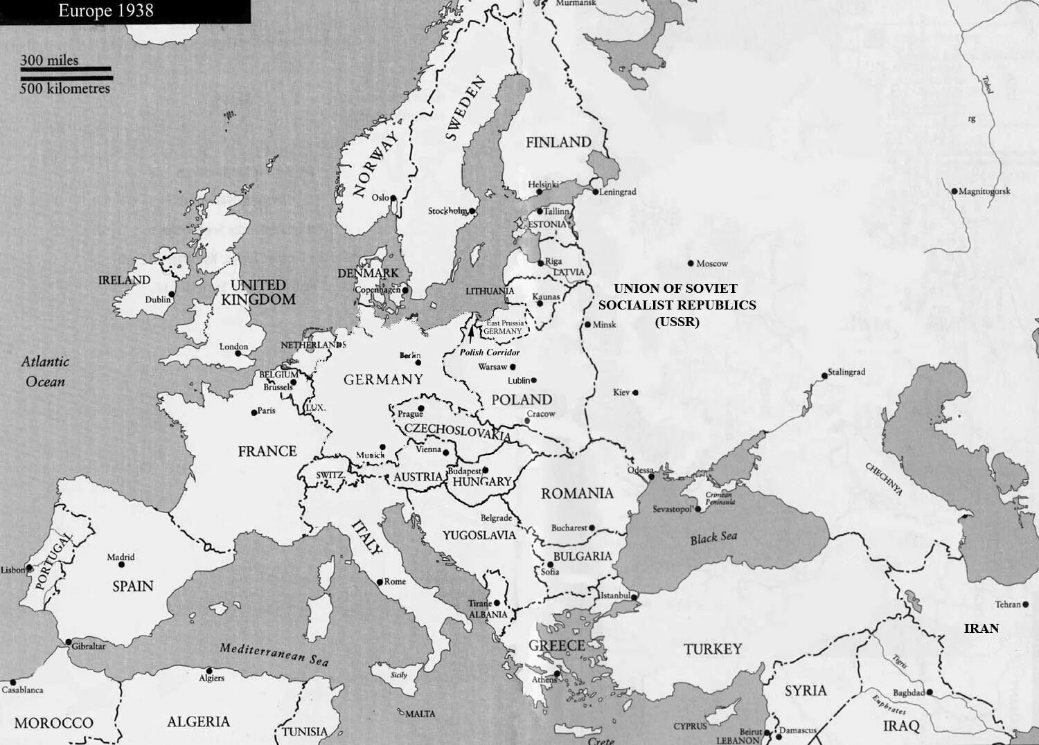 Контурная карта Европы перед 2 мировой войной. Контурная карта Европы во время второй мировой войны. Карта Европы 1939 белая.