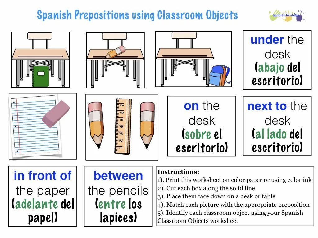 Prepositions. Preposition for. Prepositions of place. Classroom prepositions. Attention preposition