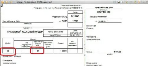Код аналитического учета поступление