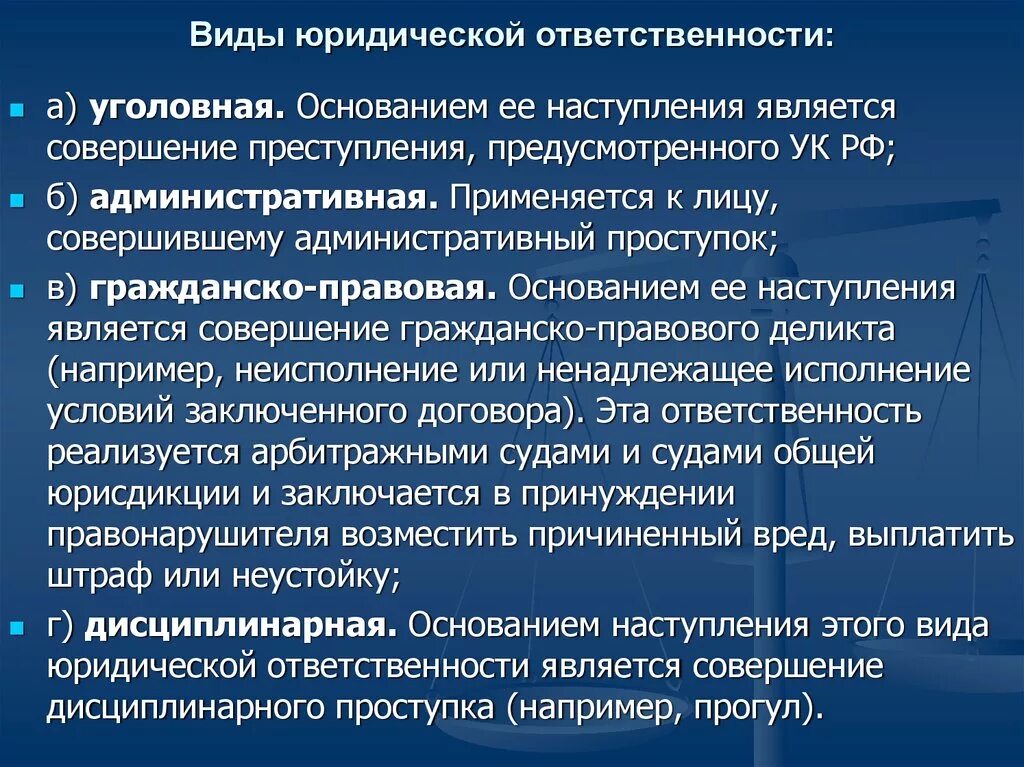 Виды юридической ответсвеннност. Виды юридической ответственности. СИДЫ юридическойответственности. Видыюредической ответственности. Личная ответственность какой вид юридической ответственности