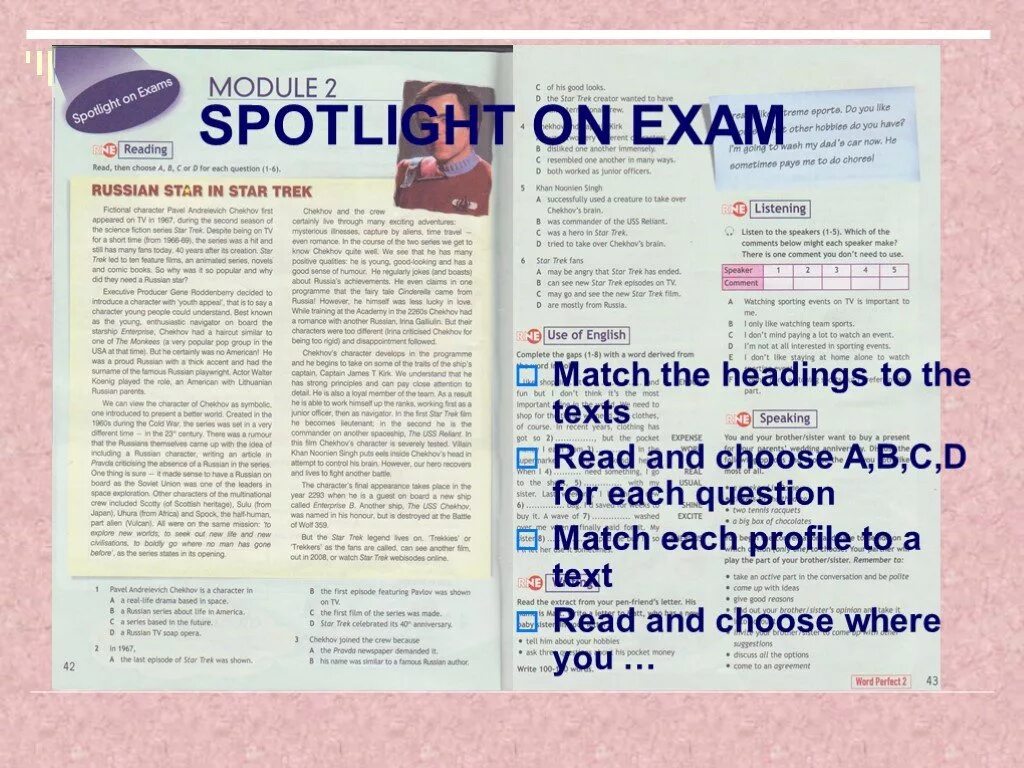 Английский 6 класс Spotlight on Russia. Match the texts and the headings English 4 класс. Spotlight on Russia 11 класс. Spotlight Exams 10 класс.