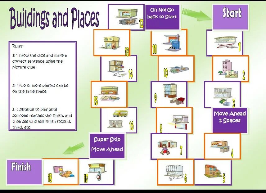 Places in the City boardgame. Places Board game. Town Board game. Places in Town.