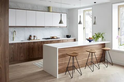 Белая кухня с деревом обои
