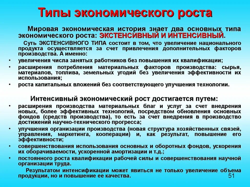 Увеличение национального объема производства. Пути расширения производства. Типы экономического роста. Пути экономического роста. Производство материальных благ.