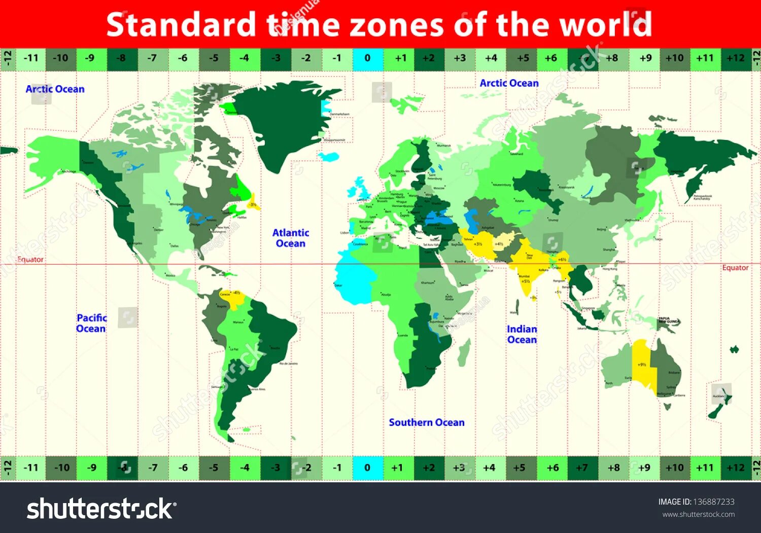 Часовые пояса. Standard time Zones of the World.