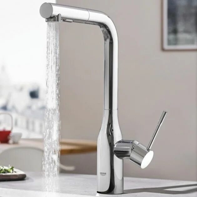 Высокий смеситель с поворотным изливом. Смеситель для кухни Grohe Essence New. Смеситель для кухни (мойки) Grohe Essence 30270gl0. 30270000 Grohe. Смеситель Essence New 30269da0 для кухонной мойки, Grohe 30269da0.