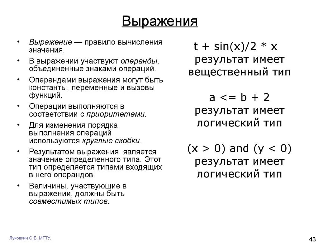 C выражение типа. Правила выражения. Правило выражения. Что такое выражение, операция, операнд?. Выражения. Типы выражений, операции, операнды. Стандартные функции..