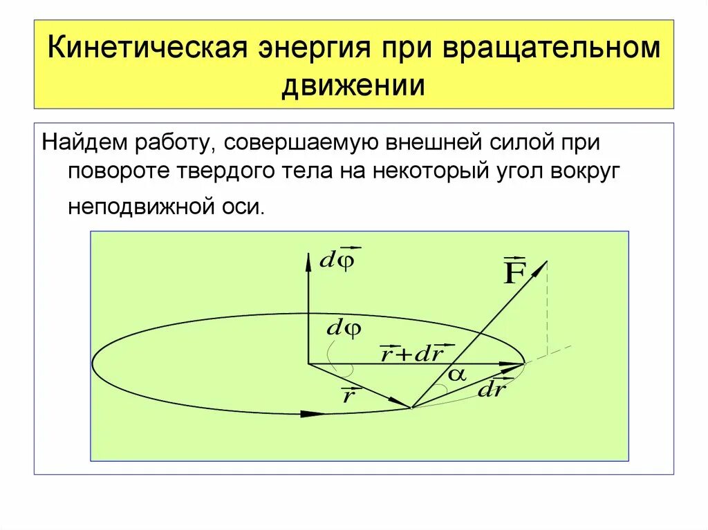 Работа при вращательном движении твердого тела формула. Работа силы при вращательном движении твердого тела формула. Расчет формулы работы при вращательном движении. Работа и кинетическая энергия при вращательном движении. Кинетическая энергия вращательного движения тела