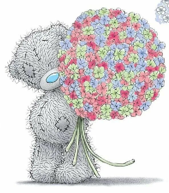 С днём рождения мишка Тедди. Тедди с цветочком. Мишка Тедди с цветами. Мишка Тедди с букетом.