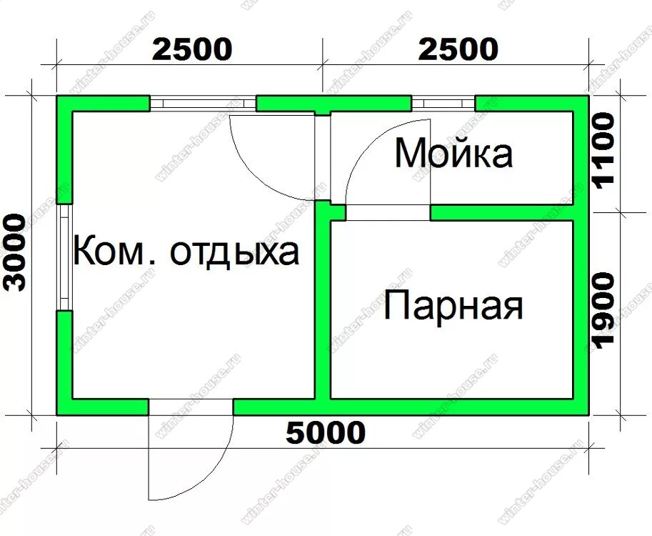 Одноэтажная брусовая баня 3х5 - строительство в Мск и МО - цена от 569000 рублей