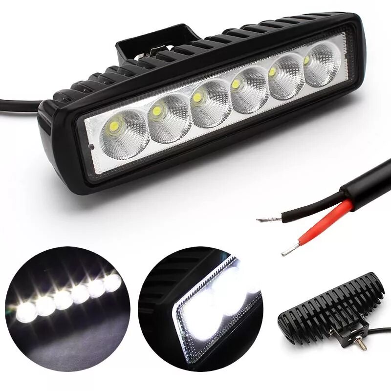 Led птф дальний. Фара 18w 6led. Светодиодная фара 6 led 18w. Фара светодиодная Дополнительная 6 SMD 18w, 1260lm, 9-30v, 6000k, Flood-Ближний. Фара светодиодная 10-30v 48w-3w*16led.