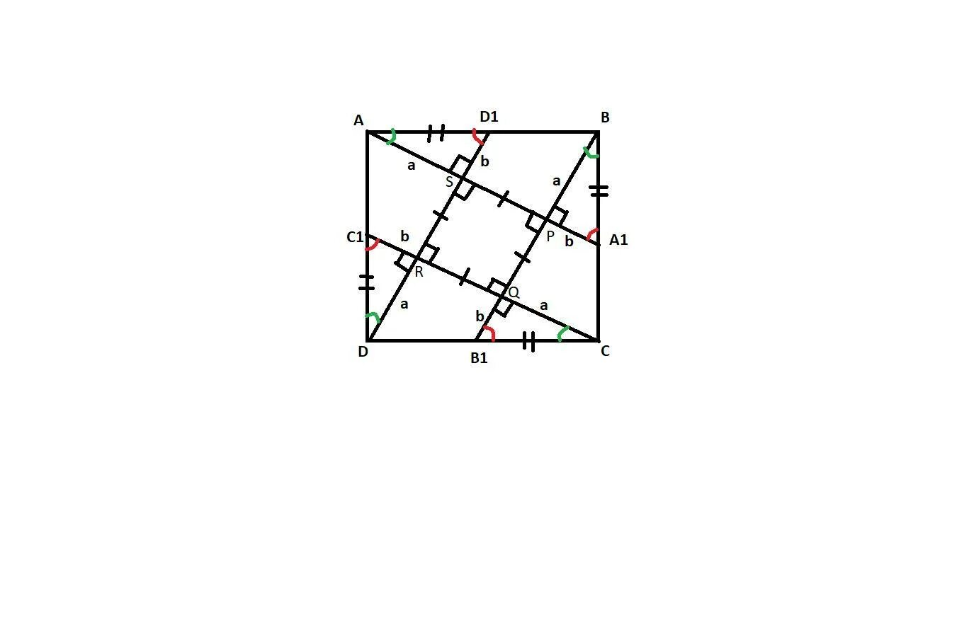 Рассмотри чертёж назови диагонали квадратов и точки их пересечения.