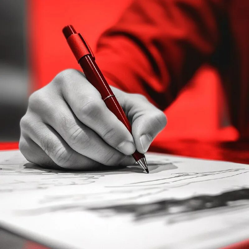 детская рука пишет. руки в чернилах от ручки.