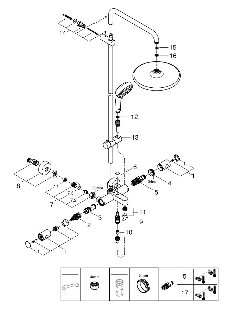 Душевая система Grohe Tempesta Cosmopolitan 210 26223001. Grohe Tempesta Cosmopolitan System 250 26672000. Grohe 26672000. Душевая стойкаledem схема сборки смесителя.