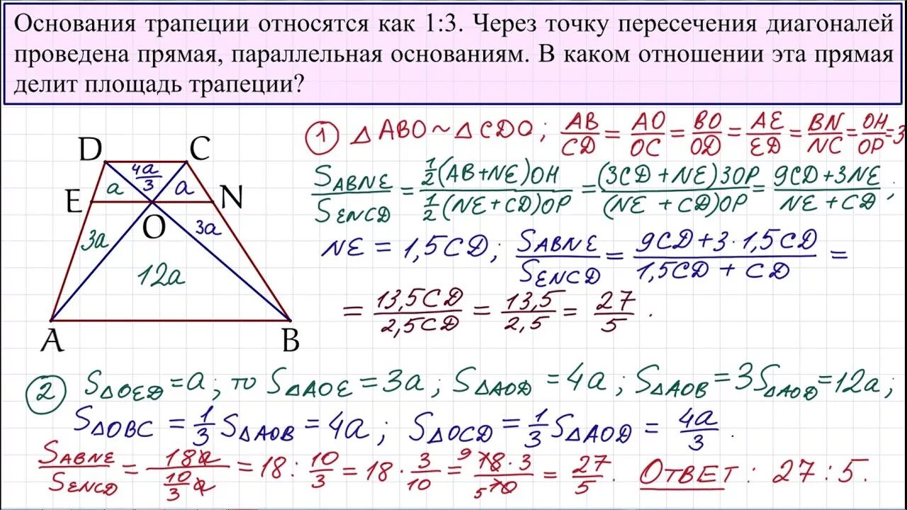 Основания трапеции равны 9 и 23. Задания по трапеции ОГЭ. Диагонали трапеции точкой пересечения делятся. Как относятся основания трапеции. Прямая проведенная через точку пересечения диагоналей трапеции.