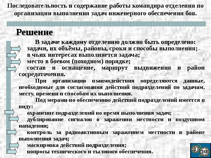 Способы выполнения задач. Порядок работы командира отделения. Порядок работы командира при организации боя. Порядок работы командира отделения при организации боя.