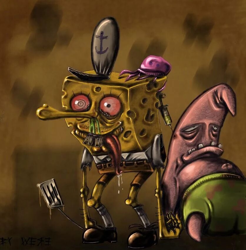 Spongebob horror. Криповый губка Боб. Губка Боб квадратные штаны Патрик. Семь смертных грехов Спанч Боб.