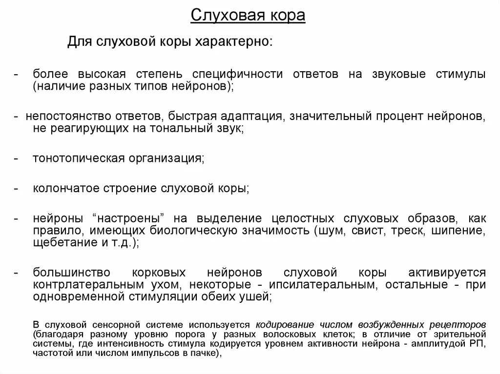 Тонотопическая организация слуховой системы. Тонотопическая теория слуха.