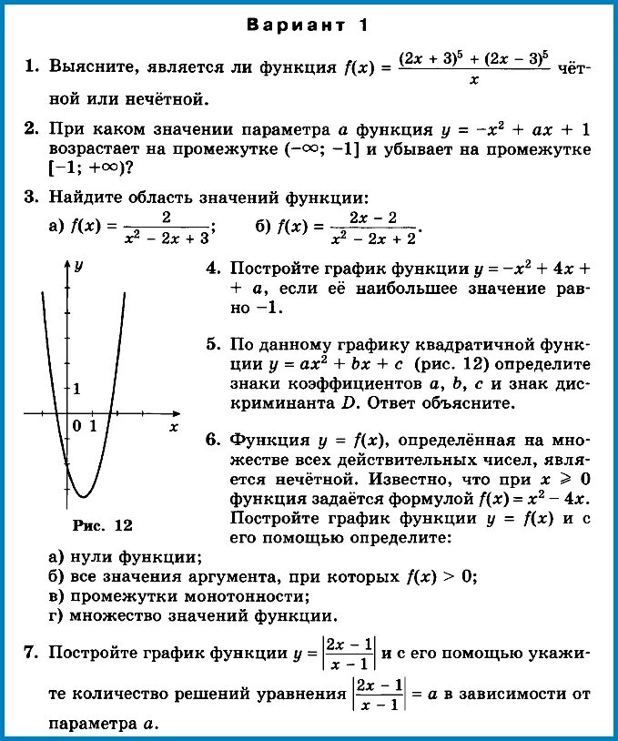 Контрольная работа алгебра 9 класс функции мерзляк. Контрольная работа по алгебре 9 класс Макарычев свойства функции. Исследование функции 9 класс проверочная работа по алгебре. Контрольная работа 9 класс по алгебре класс график функции. Контрольные 9 класс Алгебра Макарычев квадратичная функция.