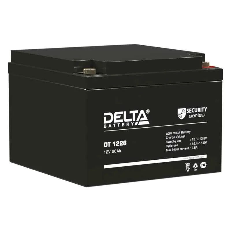 Delta DT 1226 (12в/26ач). Delta DT 1226 (12в/26 а·ч). DT 1226 Delta аккумуляторная батарея. Аккумуляторная батарея 12в 26ач DTM 1226.