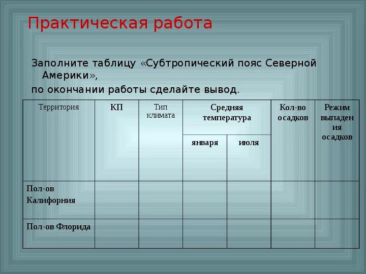 Практическая работа северная америка 7