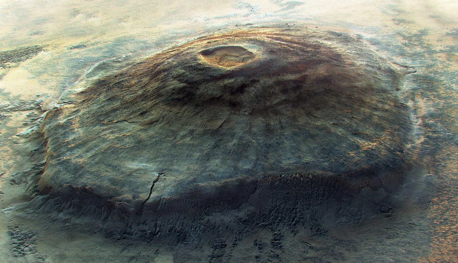 Самая высокая гора в солнечной системе находится. Марианский потухший вулкан гора Олимп. Гора Олимп на Марсе. Вулкан гора Олимп на Марсе. Потухший вулкан Олимп на Марсе.