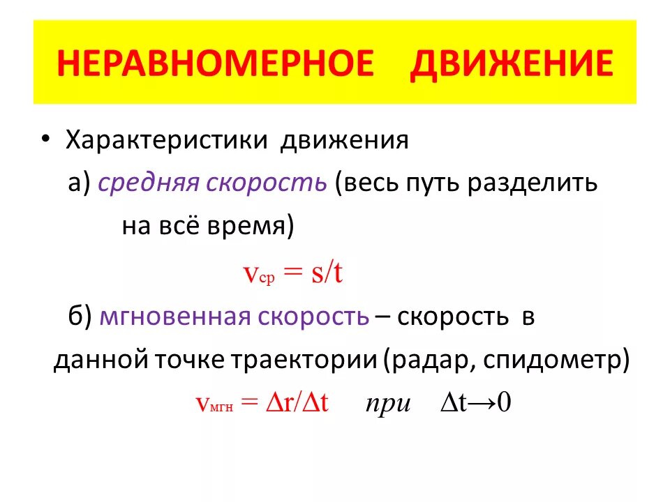 Средняя скорость характеристика