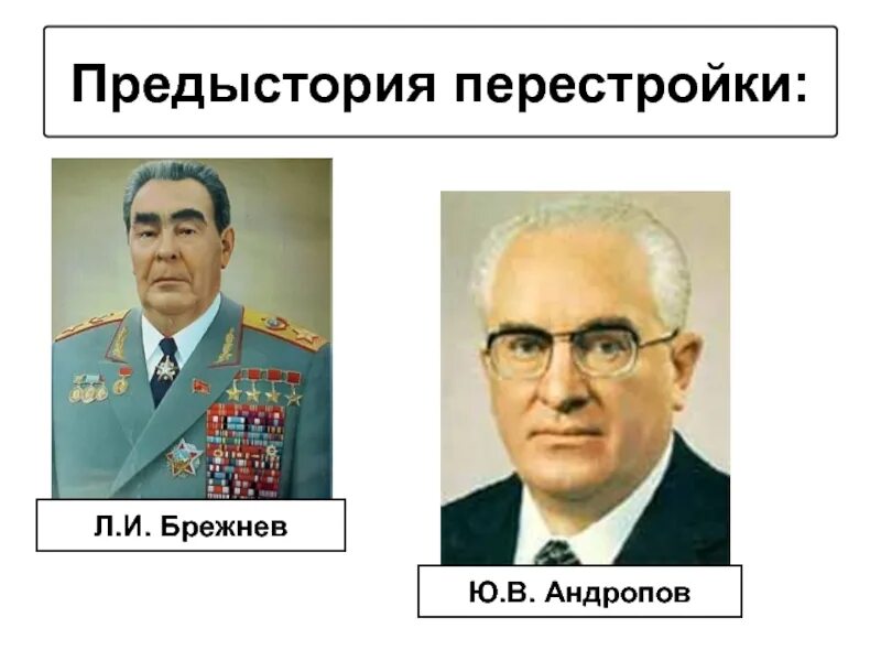 Андропов перестройка. Предыстория перестройки. Перестройка Брежнева. После Андропова. Правление брежнева андропова