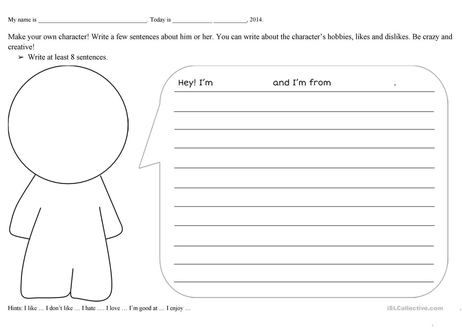 Make your character. Character Worksheets. Features of character Worksheets. Character description Worksheets. Personal traits Worksheets.