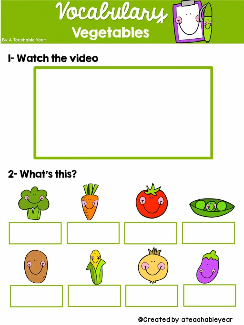 Vegetables exercises. Vegetables exercises
