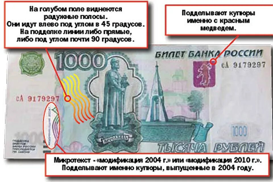 Как отличить настоящую от поддельной. Как отличить поддельную 1000. Купюра 1000 рублей как отличить подделку. Купюра 1000 1997 года подлинность. Поддельная 1000 рублей как отличить.