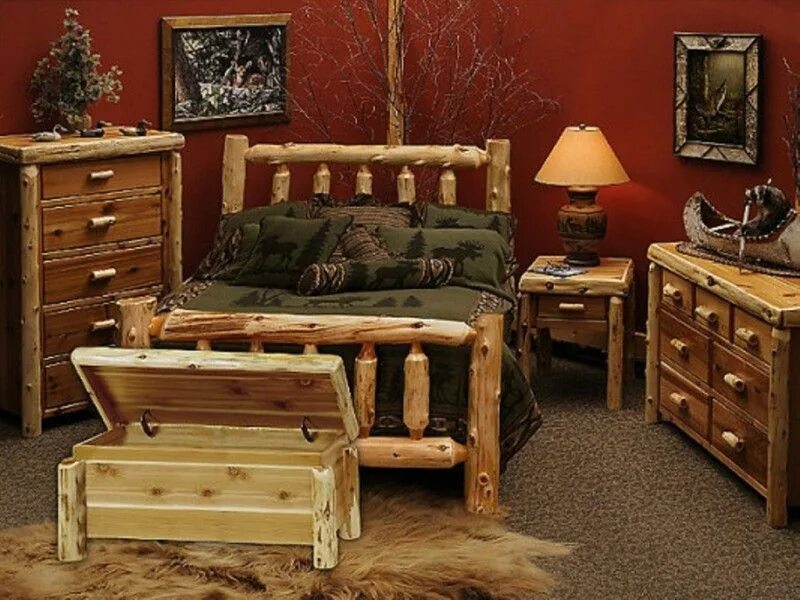 Pin by Kirsi Lintulahti on Puutyöt Cabin furniture, Rustic bedroom decor, Log be