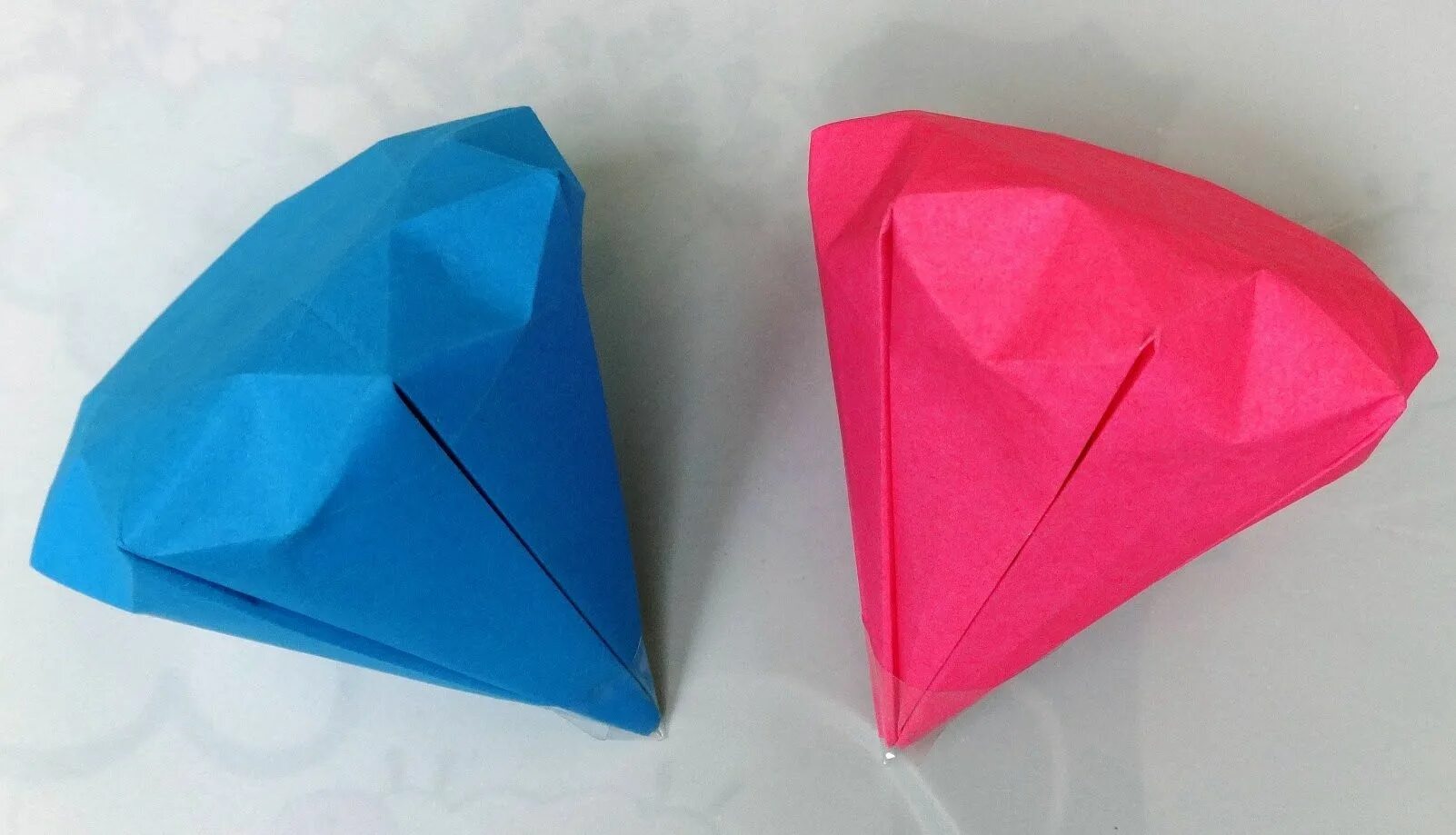 Оригами Алмаз. Оригами без клея. Надувные оригами. Поделка Алмаз из бумаги.