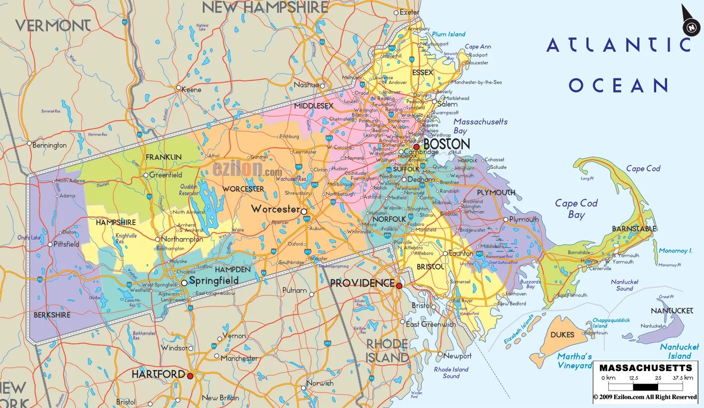 Штат Массачусетс на карте США. Штат Массачусетс на карте. Штат Массачусетс на карте Америки. Массачусетс штат карта с городами.